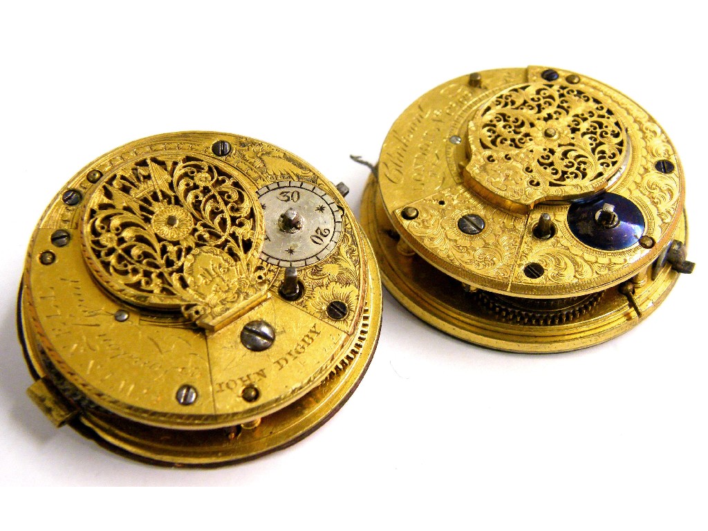 Appraisal: Fusee verge pocket watch movement signed John Digby Gwinnell mm