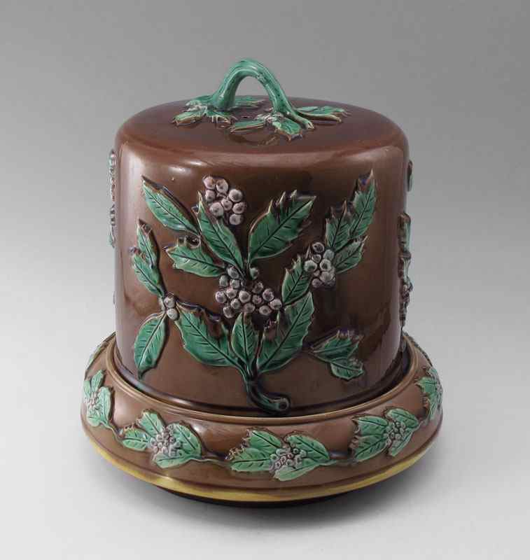 Appraisal: A LARGE MAJOLICA CHEESE BELL Dome covered cheese dish branch