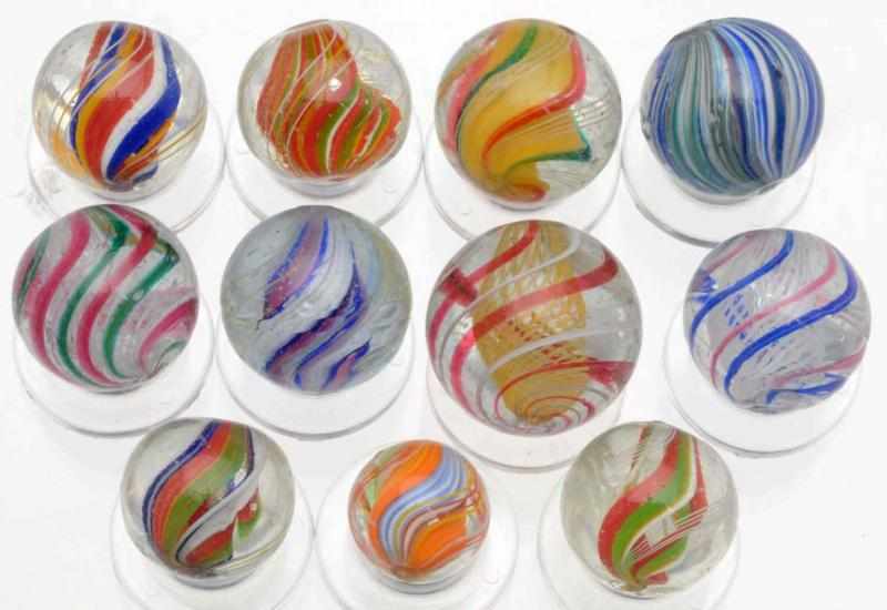 Appraisal: Lot of Handmade Marbles Includes five divided core swirls one