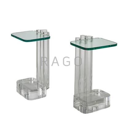 Appraisal: LES PRISMATIQUES Pair of side tables France s Acrylic glass