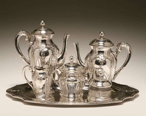 Appraisal: Fracalanza Brazilian silverplate tea and coffee service repousse reed and