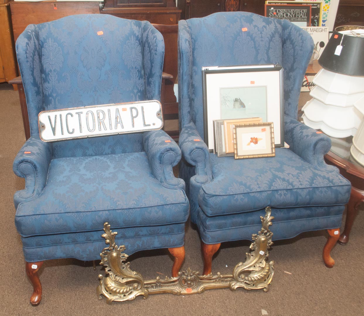 Appraisal: Pair of upholstered wing chairs Undernumber