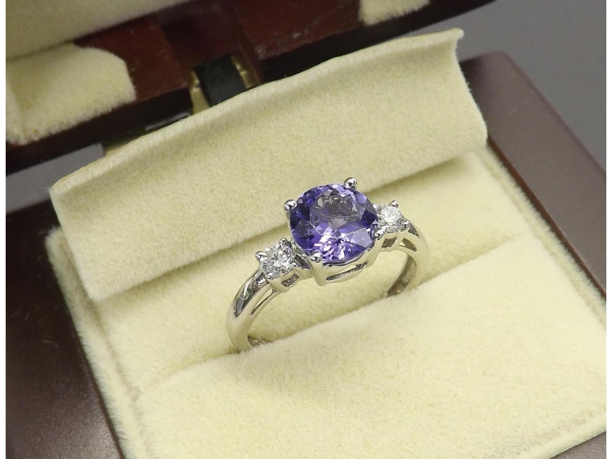 Appraisal: ct tanzanite and diamond three stone ring the tanzanite ct