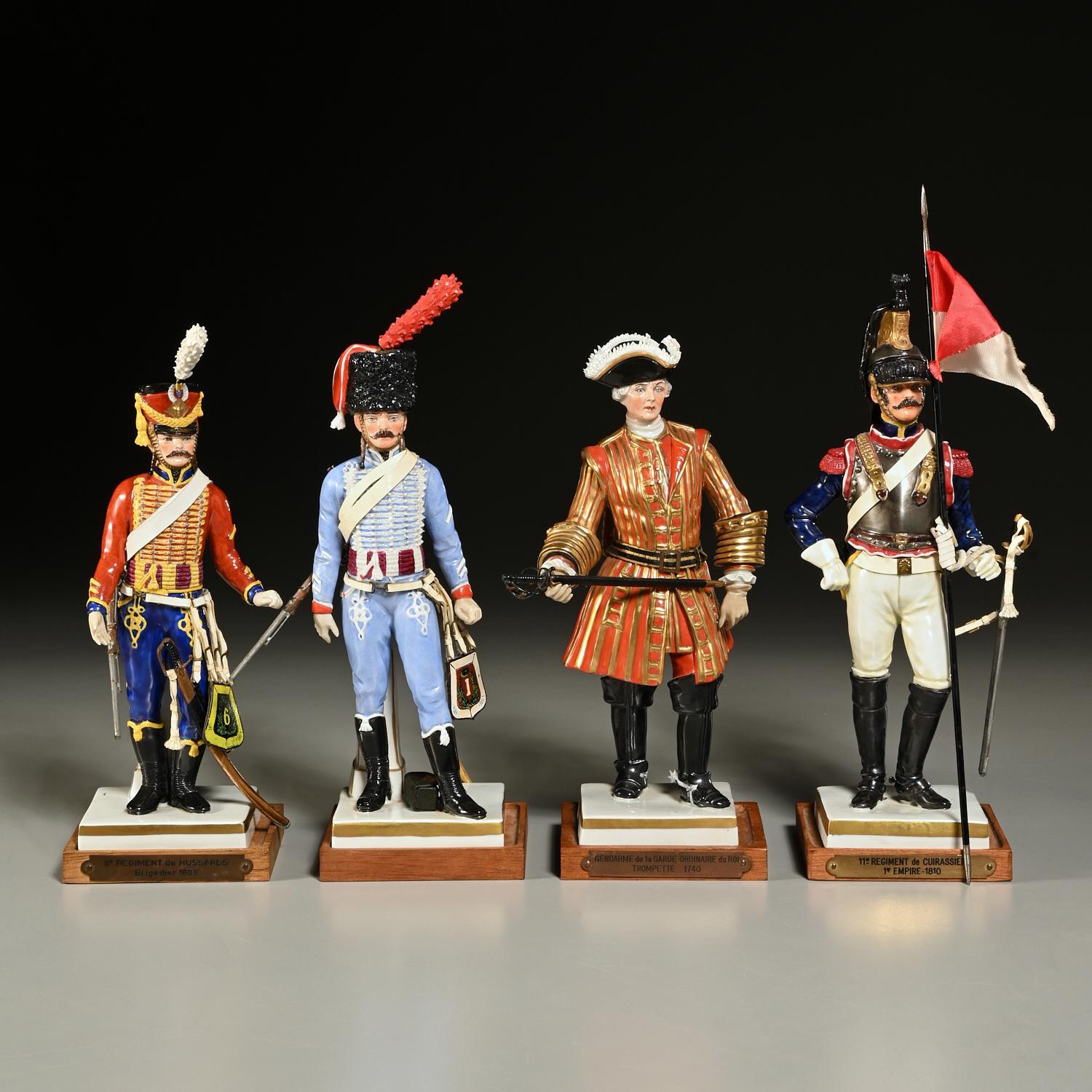 Appraisal: VAN GERDINGE NAPOLEONIC FIGURES th c France polychrome painted porcelain