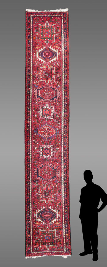 Appraisal: APPROX - YR OLD PERSIAN KARAJA HAND KNOTTED WOOL RUNNER