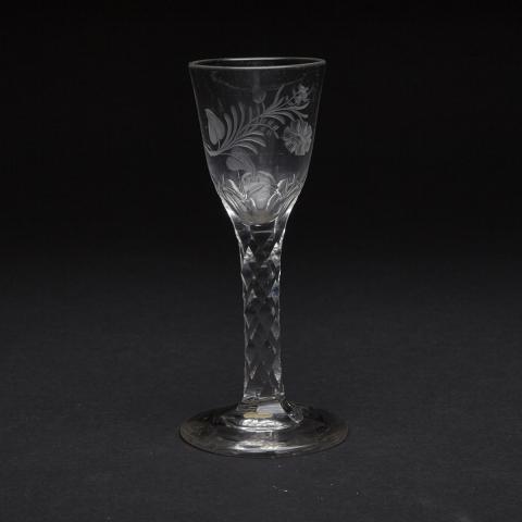 Appraisal: English Cut and Engraved Glass Wine th century height cm