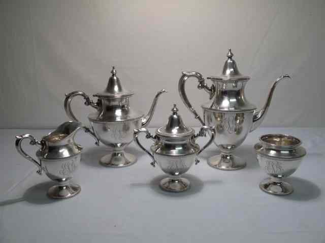 Appraisal: Sterling silver coffee and tea service by Artcraft Includes creamer