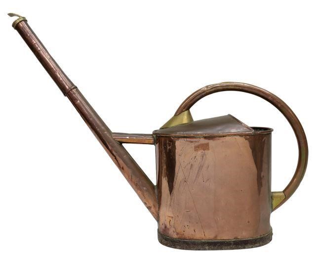 Appraisal: Large French copper and brass watering can approx h w