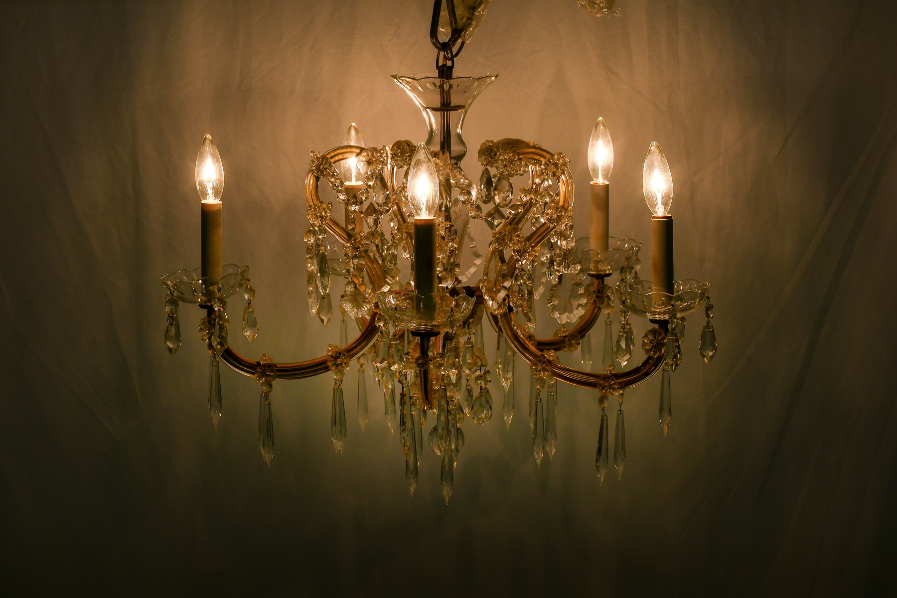 Appraisal: VENETIAN CRYSTAL CHANDELIER - Light Venetian chandelier having scrolling arms