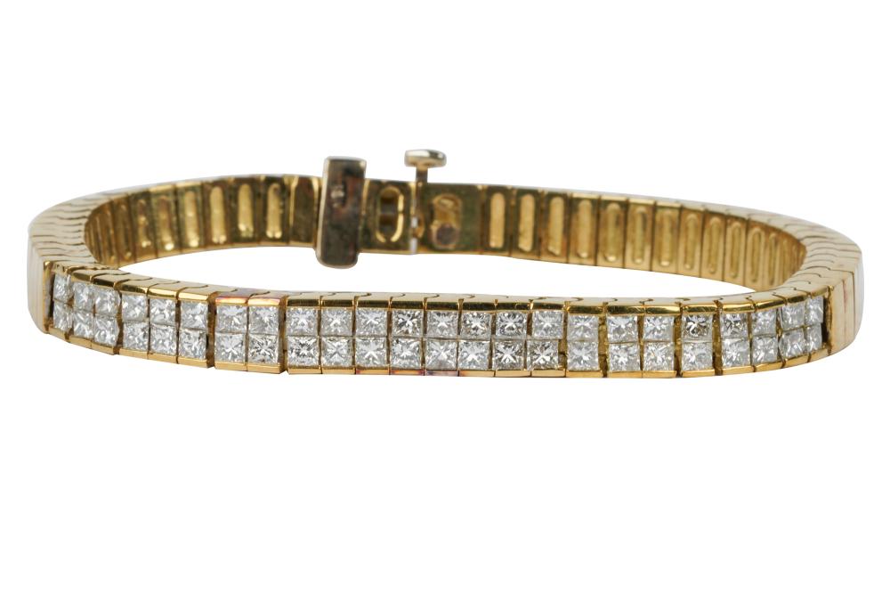 Appraisal: KARAT YELLOW GOLD DIAMOND BRACELETcontaining square modified brilliant cut diamonds