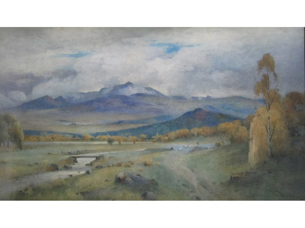 Appraisal: THOMAS BUNTING - Watercolour 'Lochnagar from Crathie' signed recto and