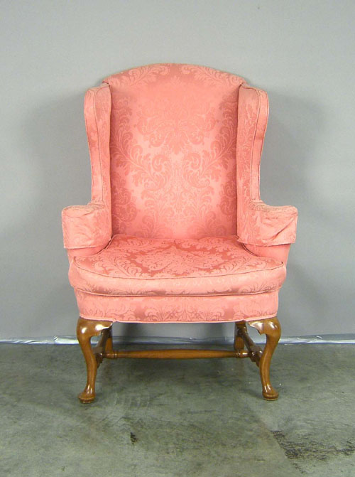 Appraisal: Queen Anne style mahogany wing chair