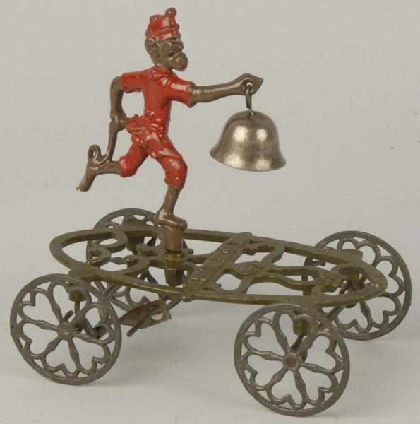 Appraisal: Cast Iron Gong Bell Mfg Running Monkey Bell Toy Description