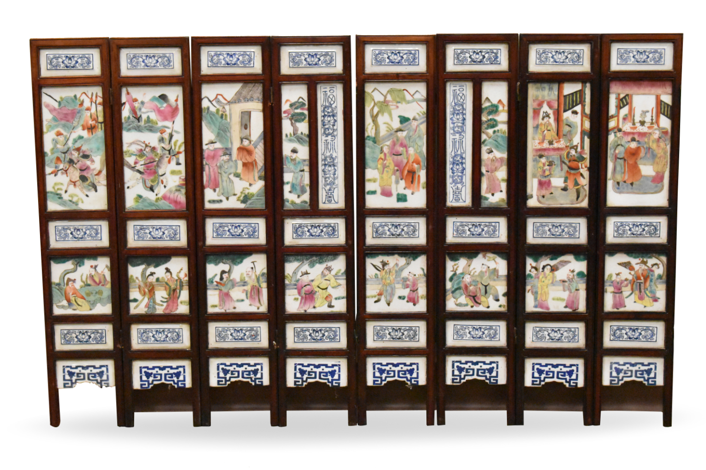 Appraisal: A set of Chinese famille rose panels with illustrated porcelain