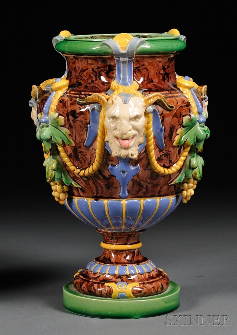 Appraisal: Minton Baroque-style Majolica Mantel Vase England late th century with