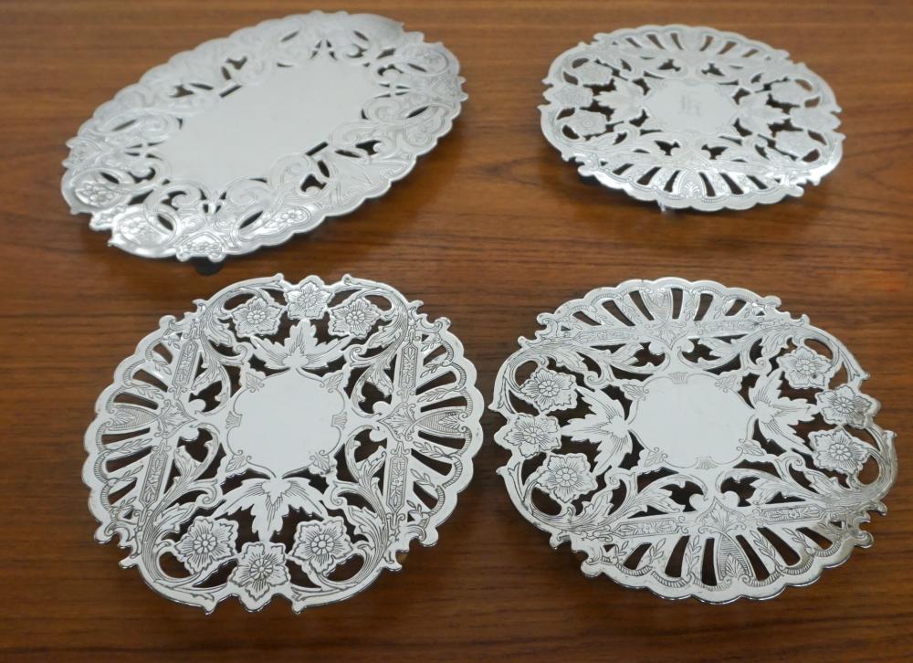 Appraisal: FOUR WALLACE SILVER PLATE TRIVETSFour Wallace Silver Plate Trivets