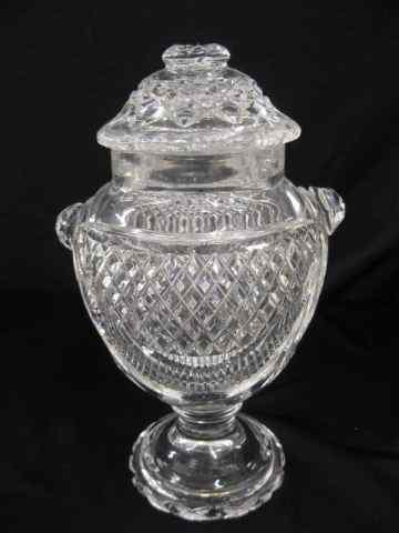 Appraisal: Irish Cut Crystal Covered Urn drapery design with diamond point