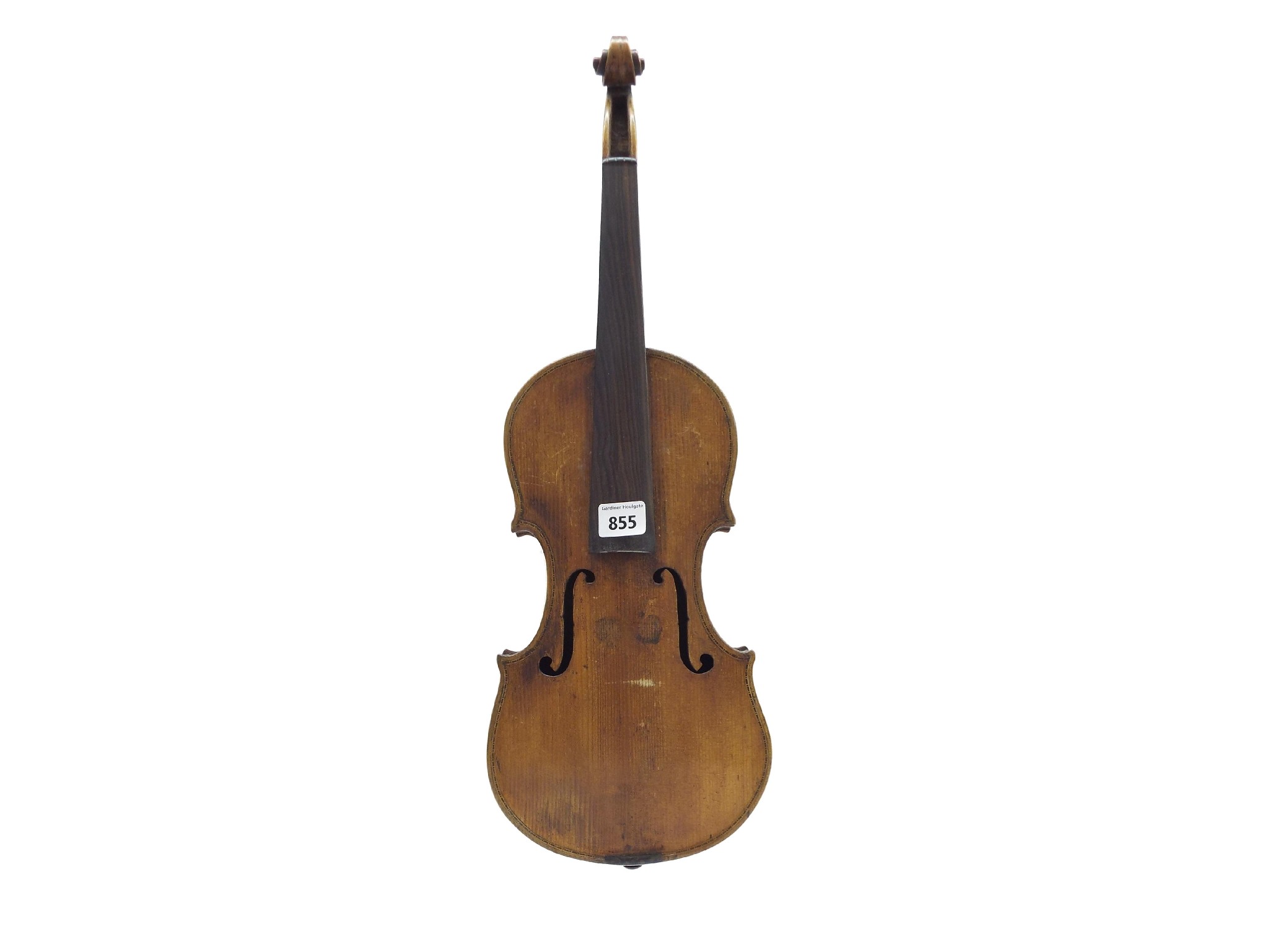 Appraisal: Interesting th century eccentric violin with chevron purfled inlay cm