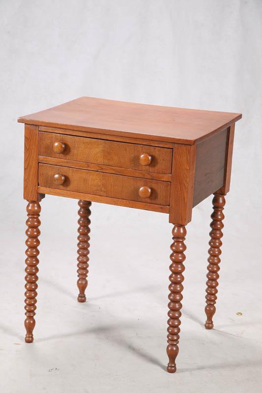 Appraisal: EARLY VICTORIAN TWO-DRAWER STAND Midwestern mid- th century walnut and