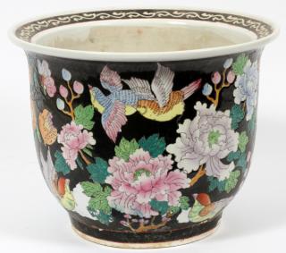 Appraisal: CHINESE FLORAL W BIRDS PORCELAIN JARDINIERE CHINESE FLORAL WITH BIRDS