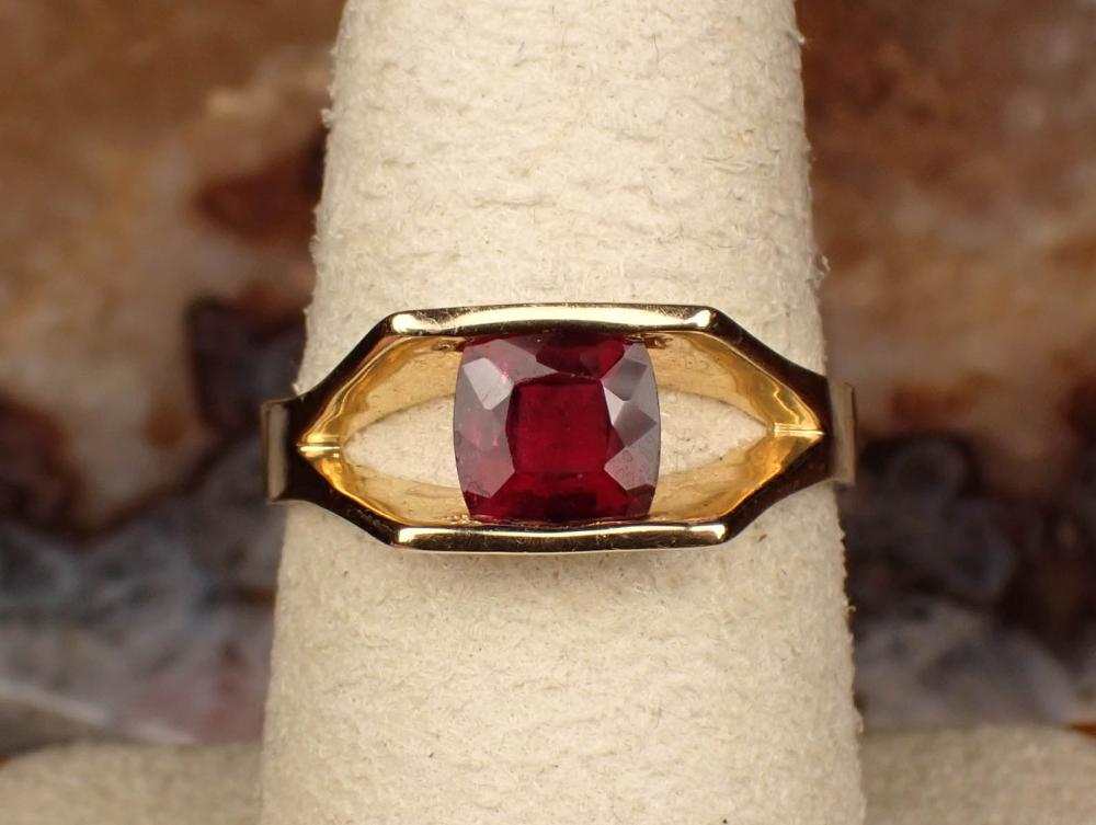 Appraisal: RUBELLITE TOURMALINE AND FOURTEEN KARAT GOLD RING The yellow gold