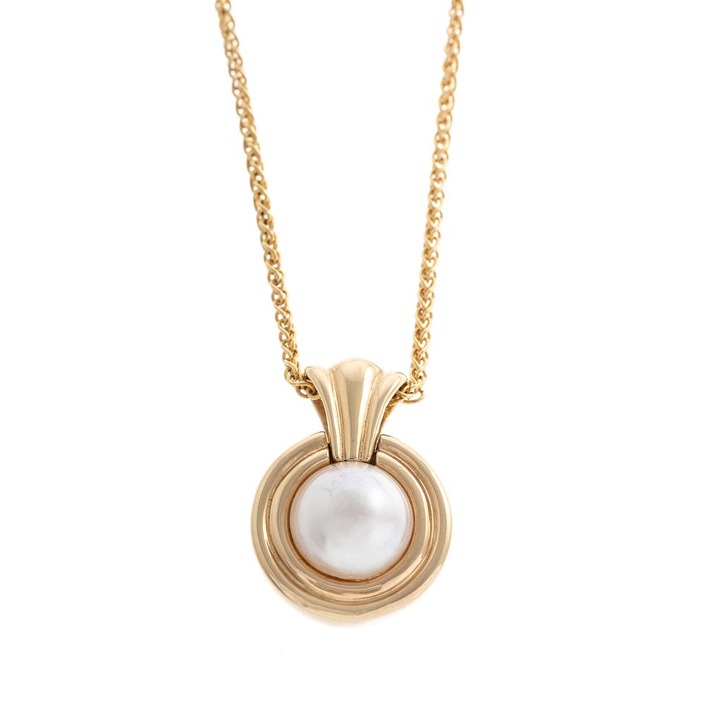 Appraisal: A K Mabe Pearl Pendant on a K Gold Chain