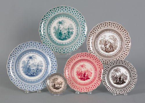 Appraisal: Six Staffordshire Penn's Treaty plates and cup plates th c