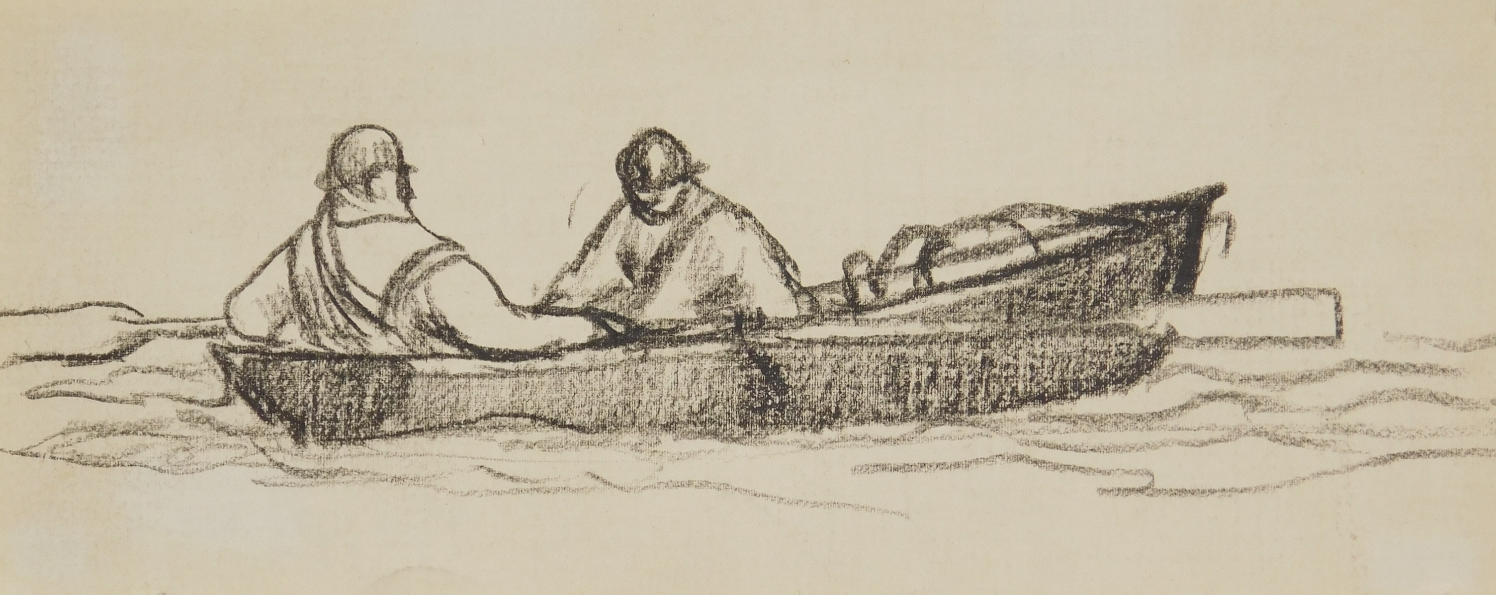 Appraisal: George Bellows American - ''Two Men in a Rowboat''- pencil