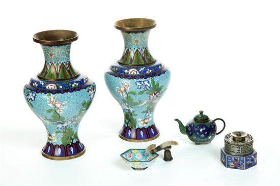 Appraisal: FIVE PIECES OF ENAMEL WORK China th century Four cloisonne