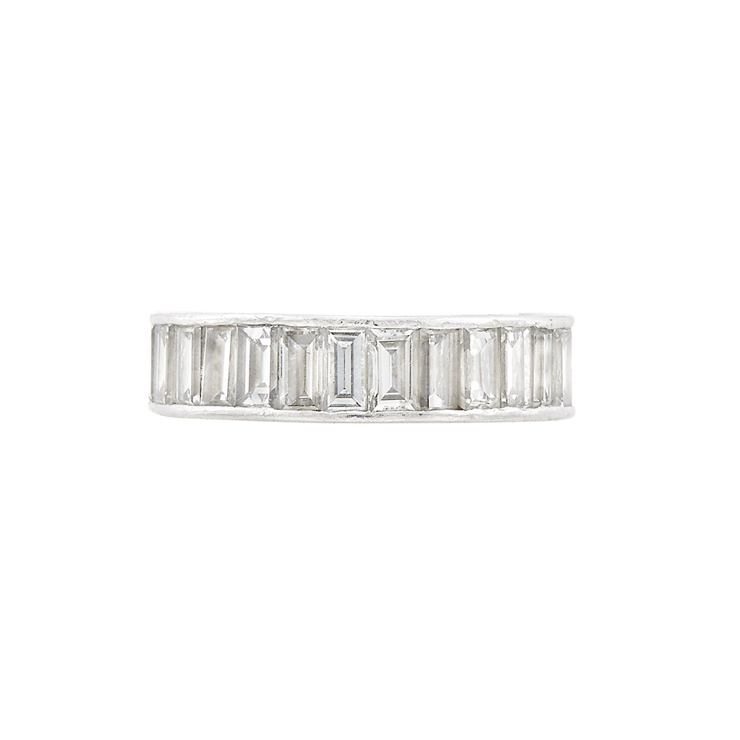 Appraisal: Platinum and Diamond Band Ring Baguette diamonds ap cts ap