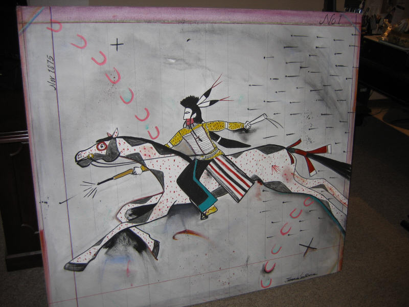 Appraisal: JIMMIE LEE BROWN AMERICAN LEGER PAGE KIOWA BRAVE oil on