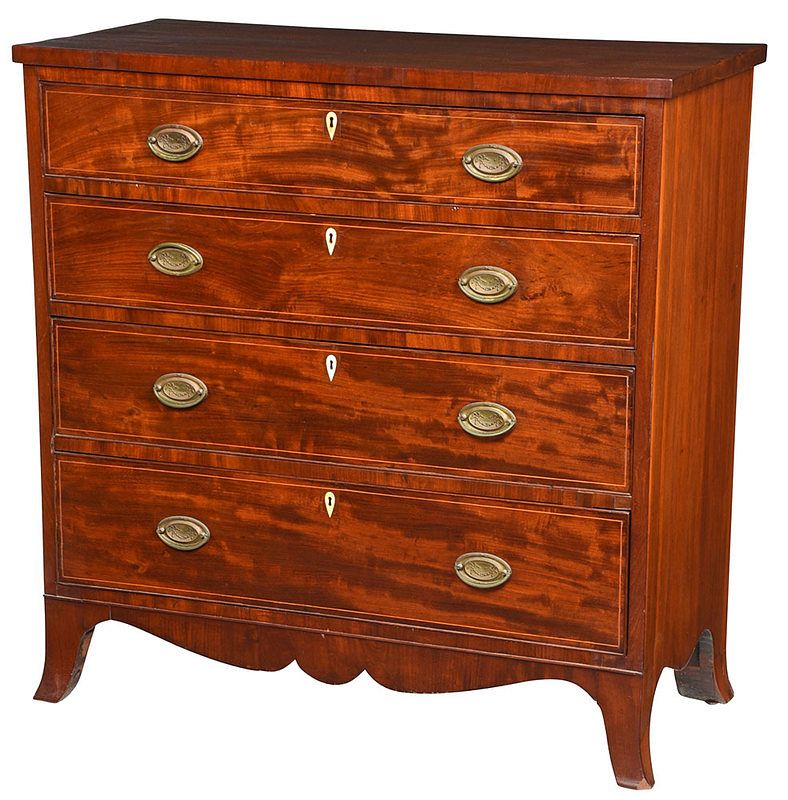 Appraisal: Southern Federal Inlaid Walnut Chest possibly northern Virginia - figured