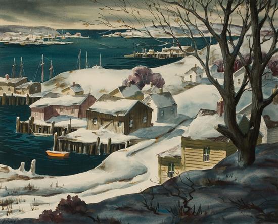 Appraisal: HENRY MARTIN GASSER American - Winter Harbor c watercolor signed