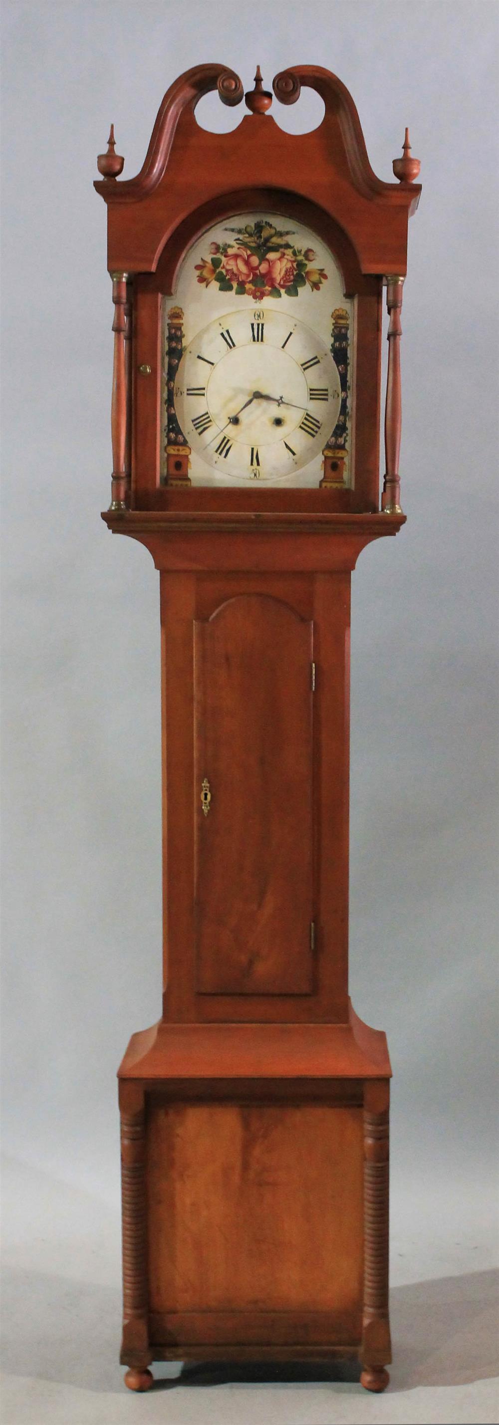 Appraisal: AMERICAN CLASSICAL CHERRYWOOD TALL CASE CLOCK ca having a carved