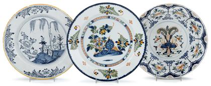 Appraisal: Three Dutch delft chargers th century and later