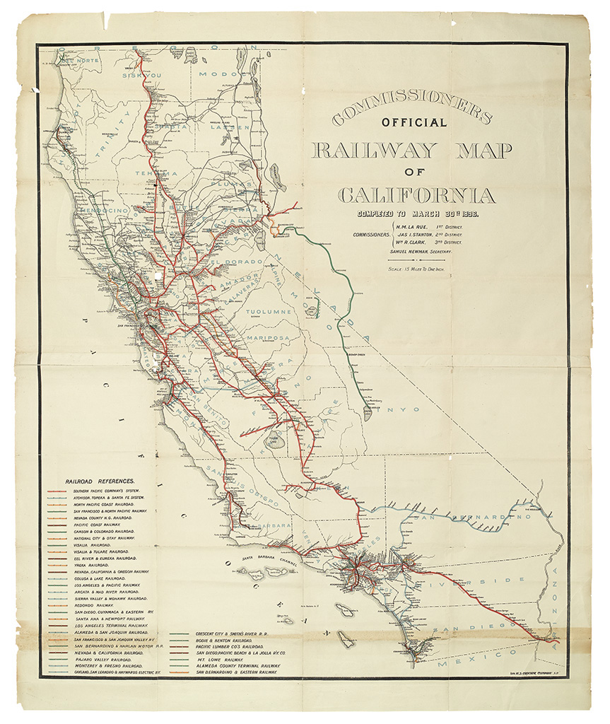 Appraisal: CALIFORNIA H S Crocker Co Commissioners Official Railway Map of