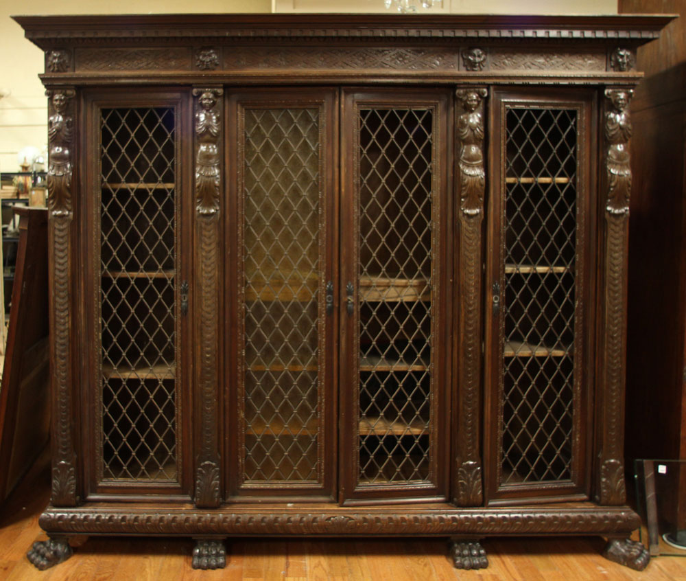 Appraisal: - th C Italian Bookcase th century Italian four-door bookcase