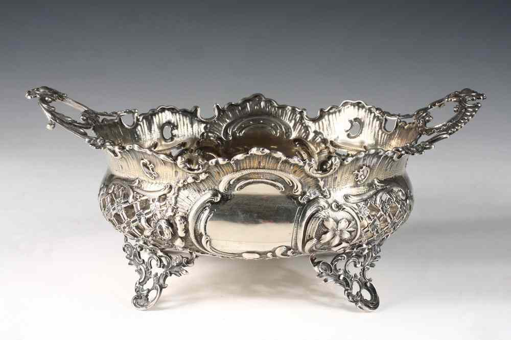 Appraisal: STERLING BASKET - French Baroque Style Repoussed Sterling Silver Basket