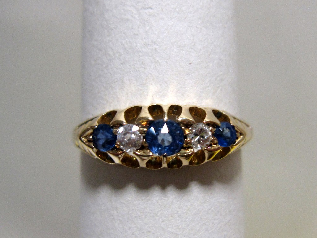 Appraisal: Victorian ct gold sapphire and diamond five stone ring