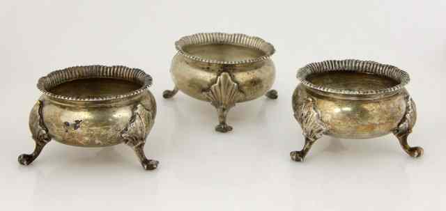 Appraisal: A set of three Victorian silver salts Charles Stuart Harris