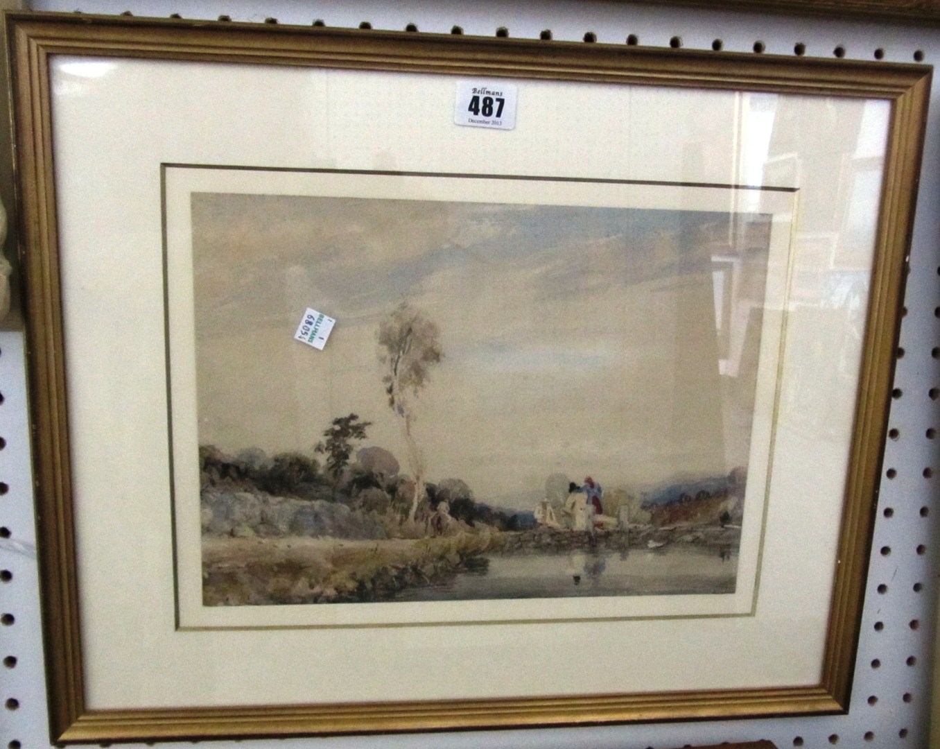 Appraisal: Thomas Lound - Figures by a river watercolour cm x