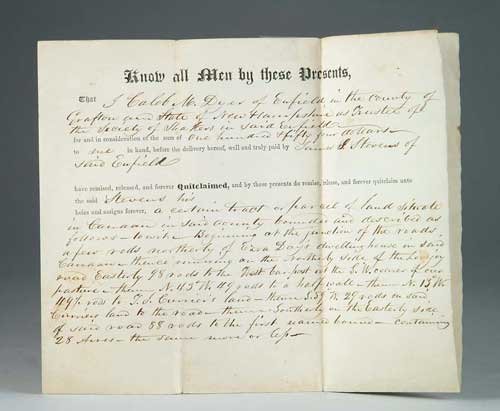 Appraisal: SHAKER DEED Caleb M Dyer of Enfield NH as Trustee