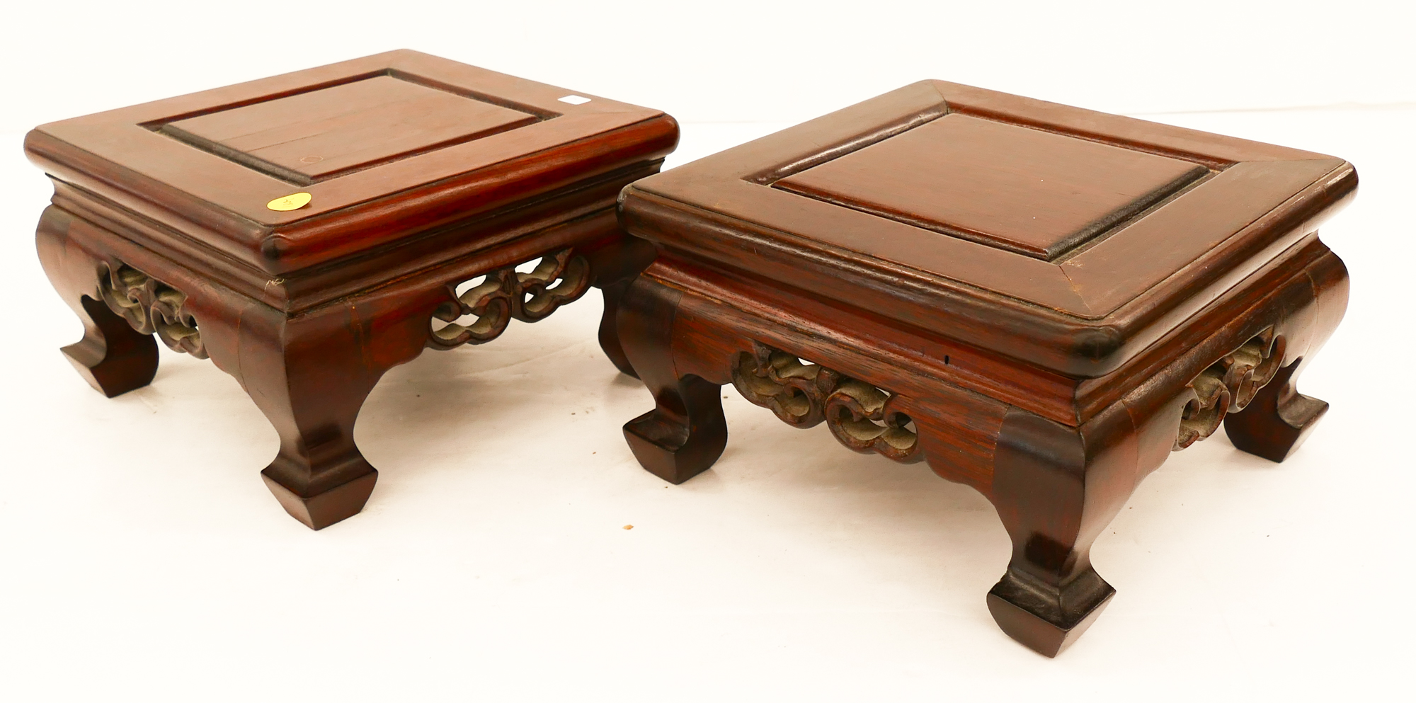 Appraisal: Pair Chinese Rosewood Square Stands- x x '' each