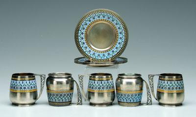 Appraisal: Ten pieces Russian enameled silver enameled daisy borders gilt silver