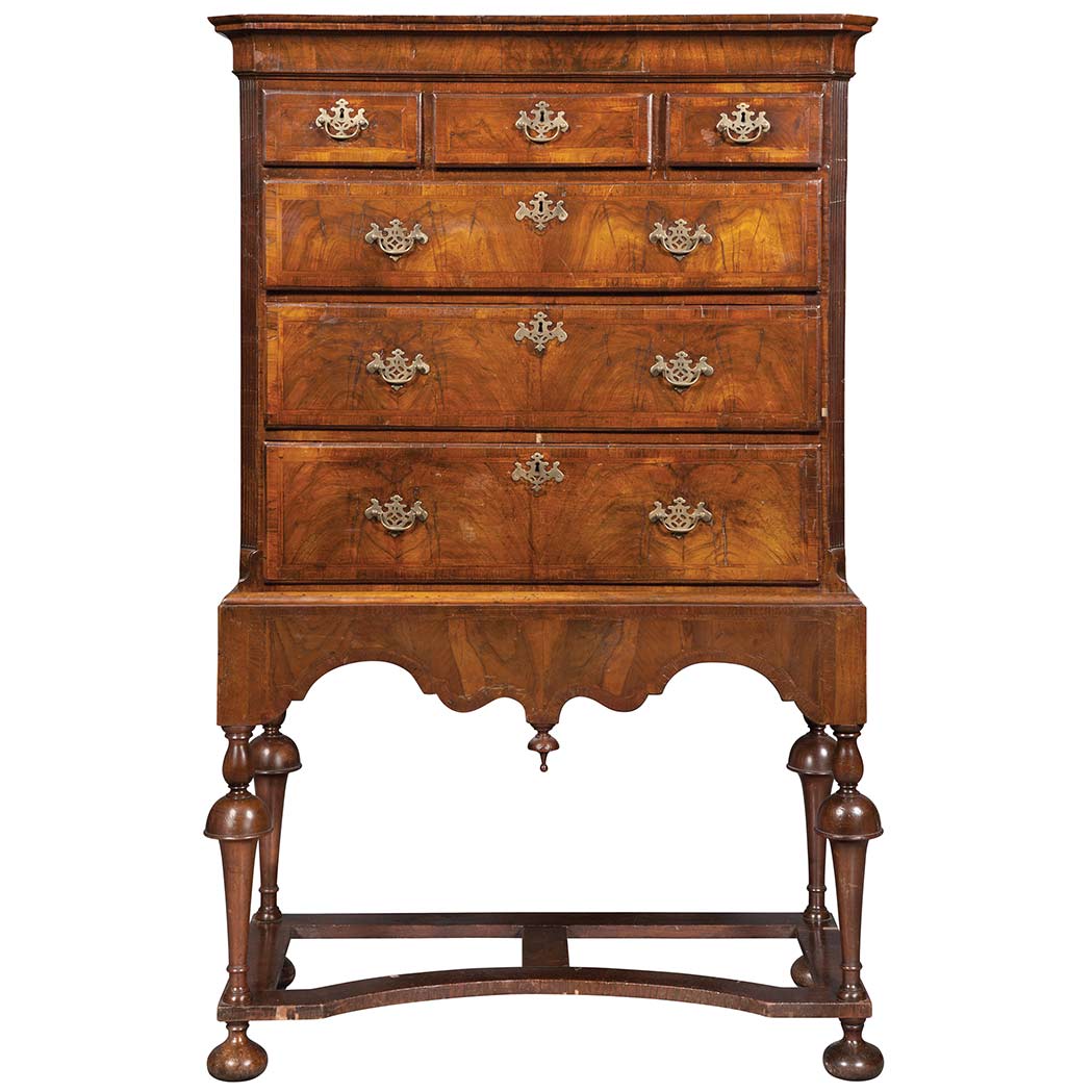 Appraisal: George II Inlaid Walnut Chest on a Later Stand The