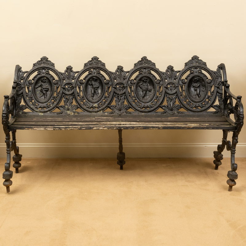 Appraisal: Victorian Painted Cast-Iron and Wood Garden Bench x ft in