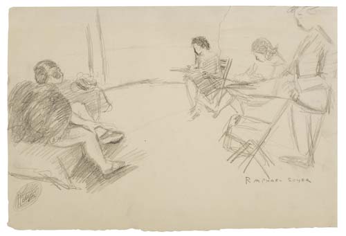 Appraisal: BOTH EX-COLLECTION SYLVAN COLE RAPHAEL SOYER Sketch Class Pencil on