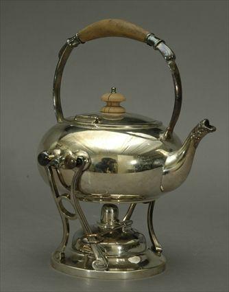 Appraisal: English Silverplate Kettle-on-Stand with Spirit Burner in