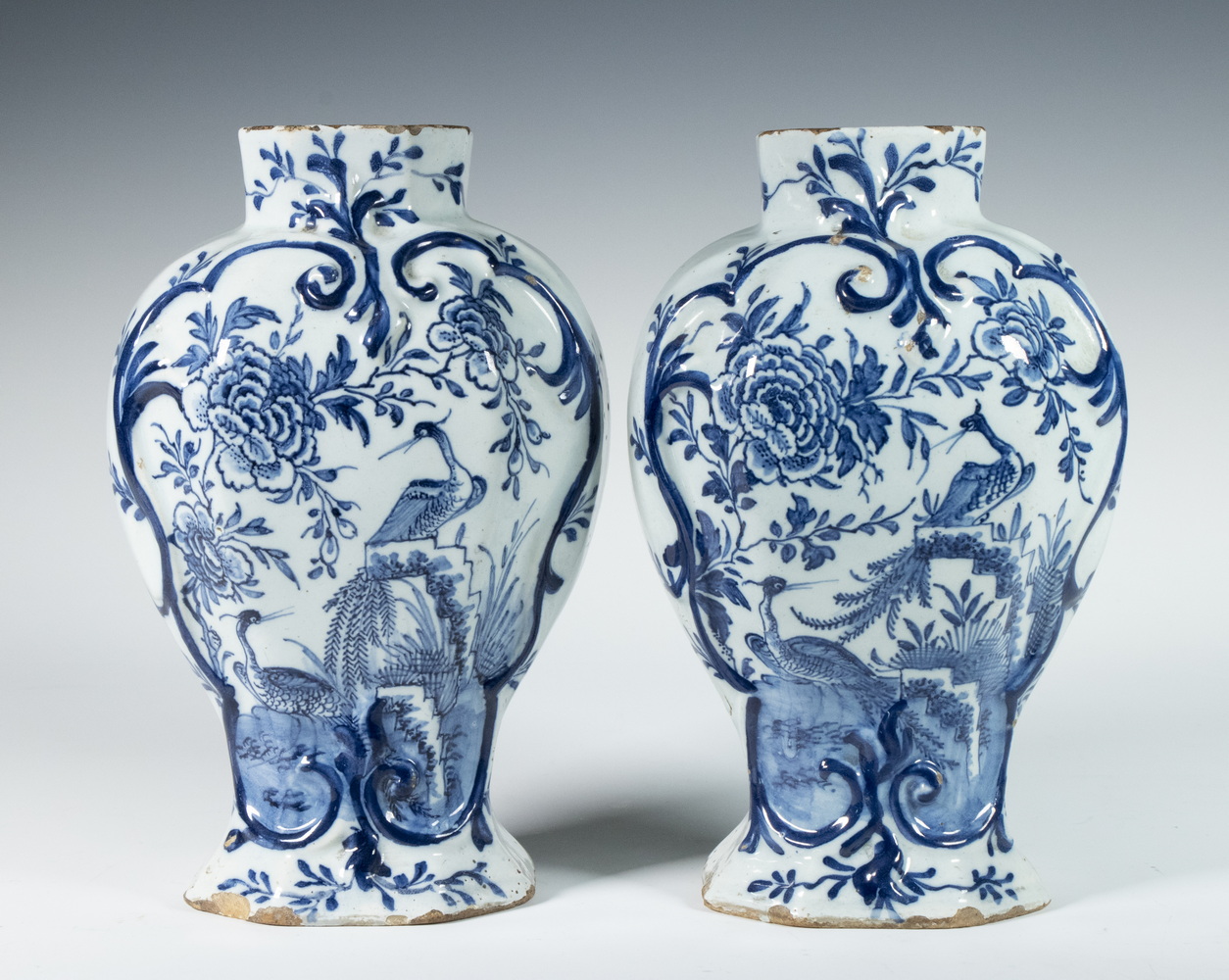 Appraisal: PAIR OF TH C DELFT TEA JARS Tin glazed blue