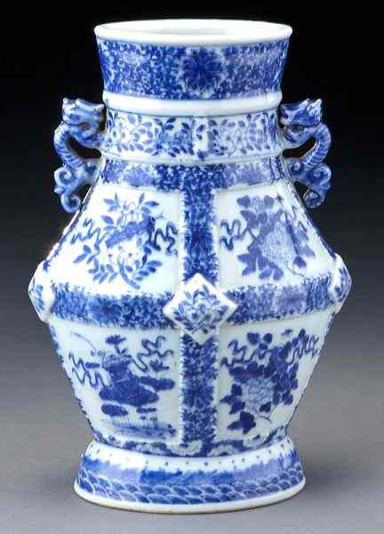 Appraisal: Chinese Qing blue and white porcelain vasedepicting flowers ''H Circa